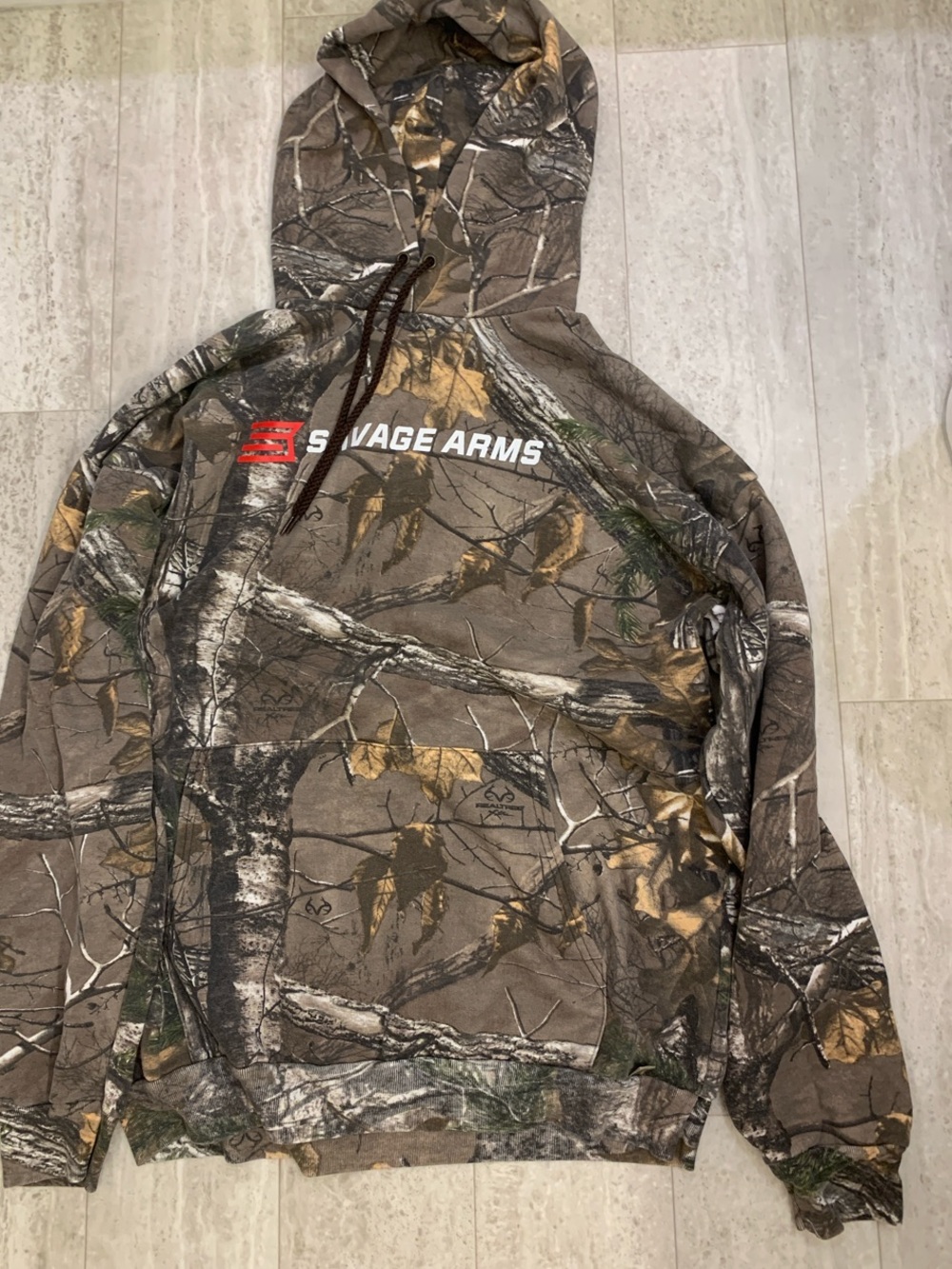 Russell Athletic Brown Green Camo Hoodie with Savage Arms Logo